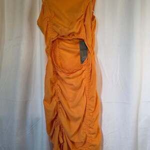 Wild Fable Orange Mango Cut-Out Ruched Midi Bodycon Dress